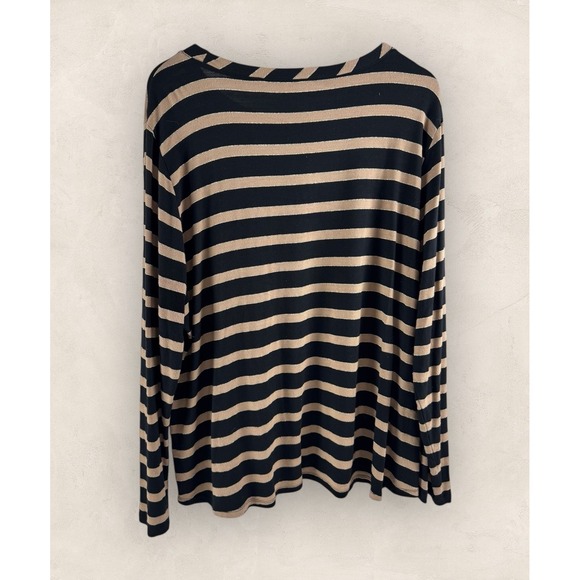 Soft Surroundings Knit Tunic Top Long Slv Black Tan Gold Metallic Thread Size 2x - Picture 5 of 12